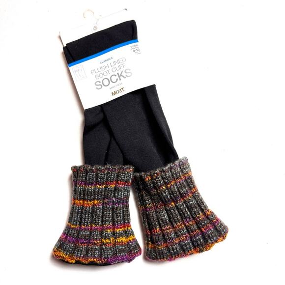 MIXIT Cold Winter  Weather Plush Lined Boot Cuff Knee High Socks  Sz OS NWT - Picture 9 of 10